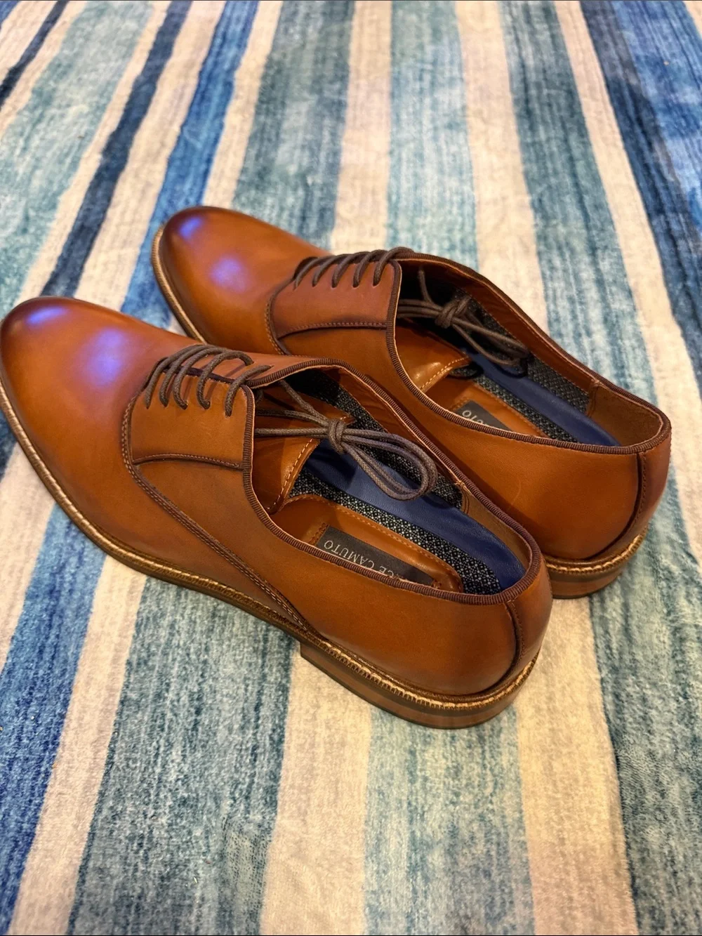 Vince Camuto Cognac Brown Leather Slip-On Loafers